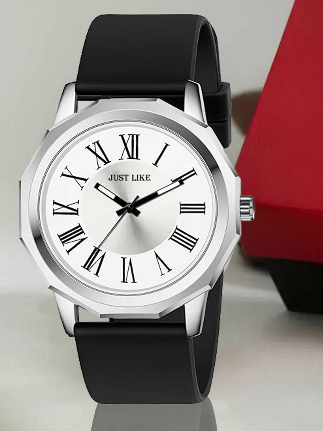 JUST LIKE Unisex Set Of 2 Leather Straps Analogue Watch Avio Leathers Black And Blue