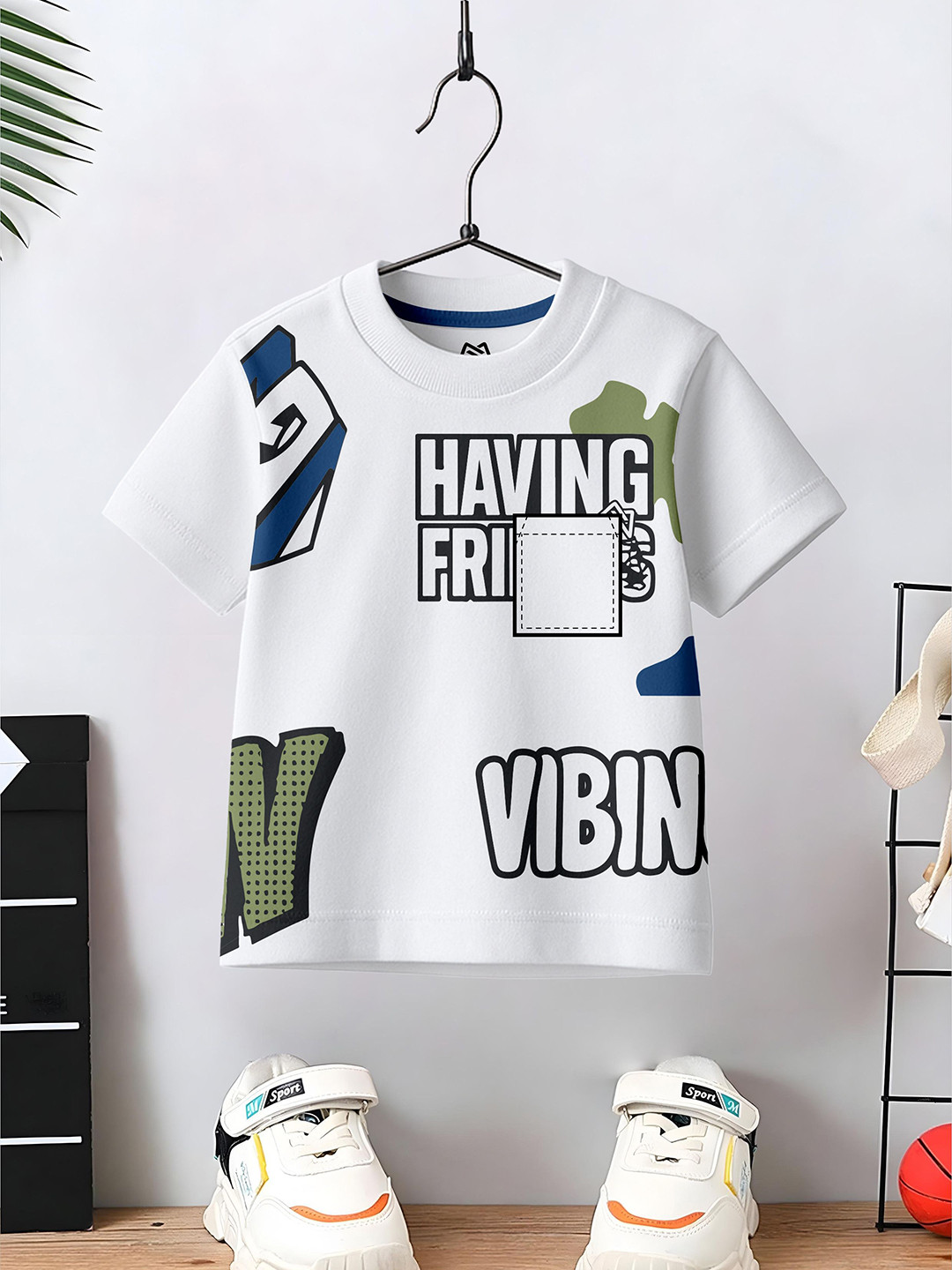 Grand Max Boys Typography Printed Round Neck Cotton T-shirt