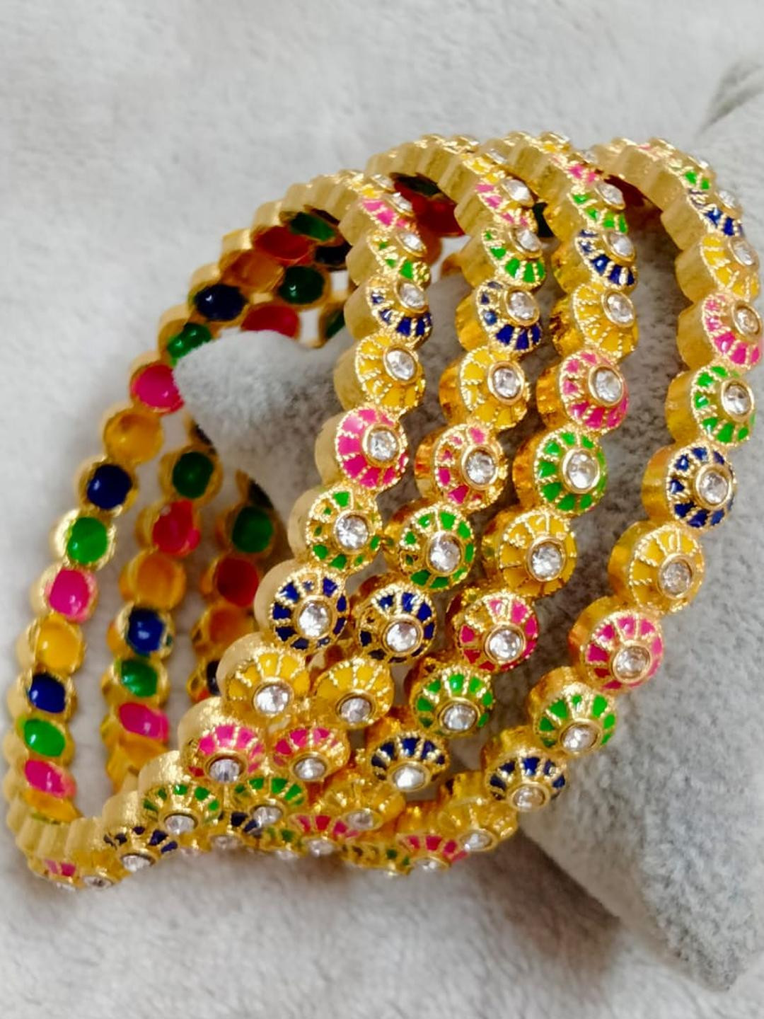 Shree enterprise 4 Pcs Brass Multicolor Bangles