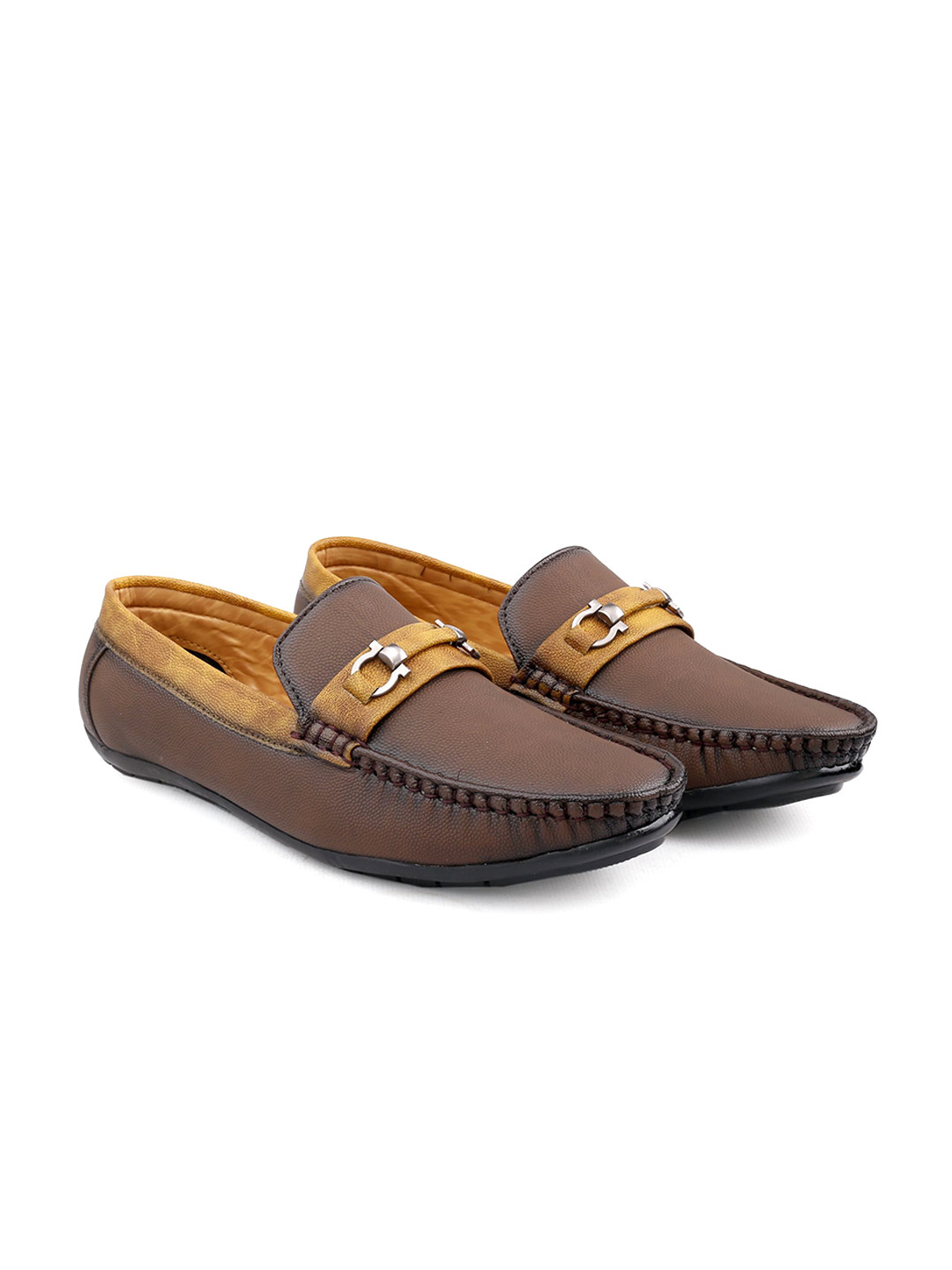 T-Rock Men Slip-On Round Toe Horsebit Loafers