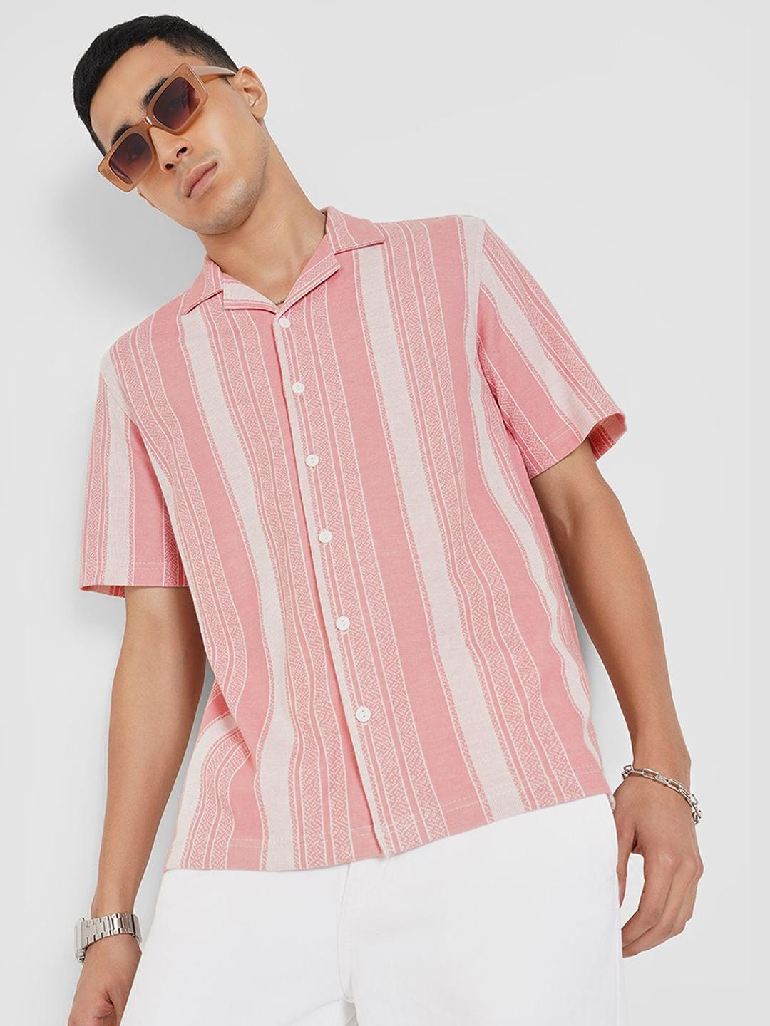 People Relaxed Fit Vertical Striped Casual Shirt