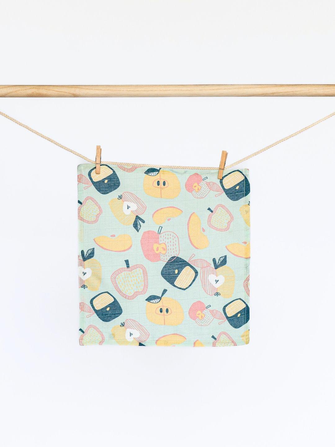 cocoon care Sea Green & Yellow Print Bamboo Cotton Face Towel