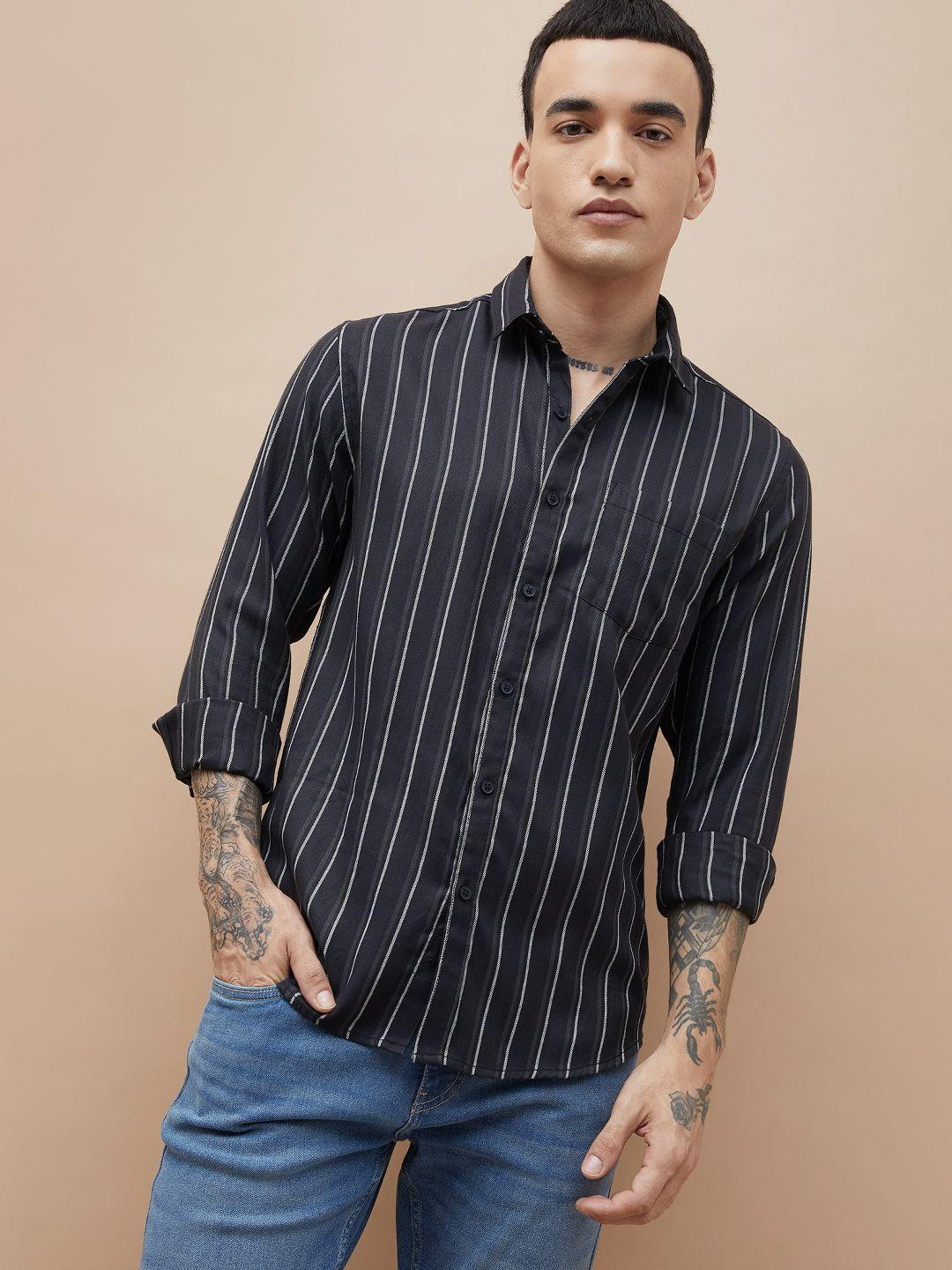 Fame Forever by Lifestyle Vertical Striped Long Sleeves Cotton Shirt