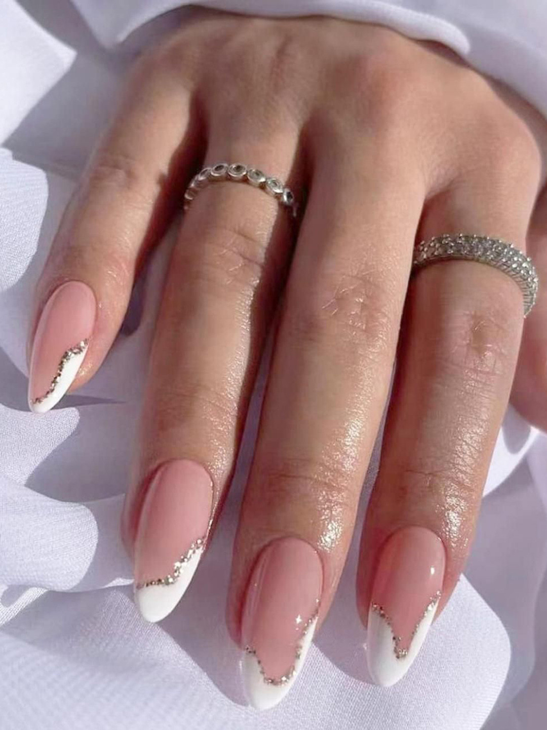 AMOK STORE 24-Pcs Almond Shape Press On Artificial Reusable Nail