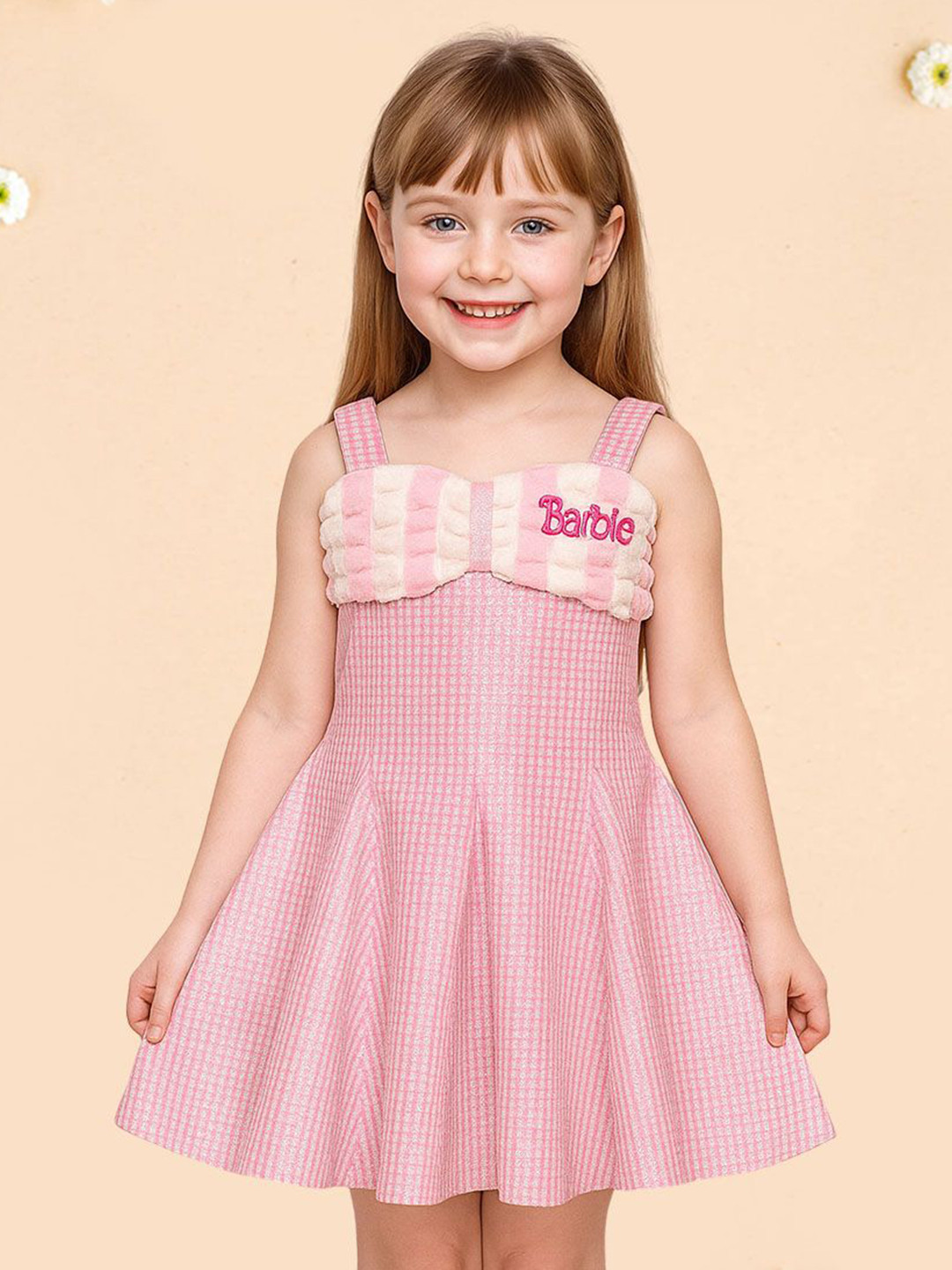 CUTECUMBER Girls Cotton Striped Fit & Flare Dress