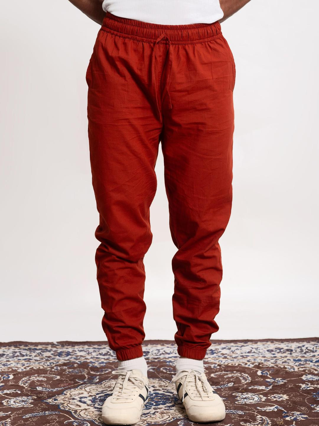 SVKETAIL Men Relaxed Straight Leg Jogger Fit High-Rise Cotton Trousers