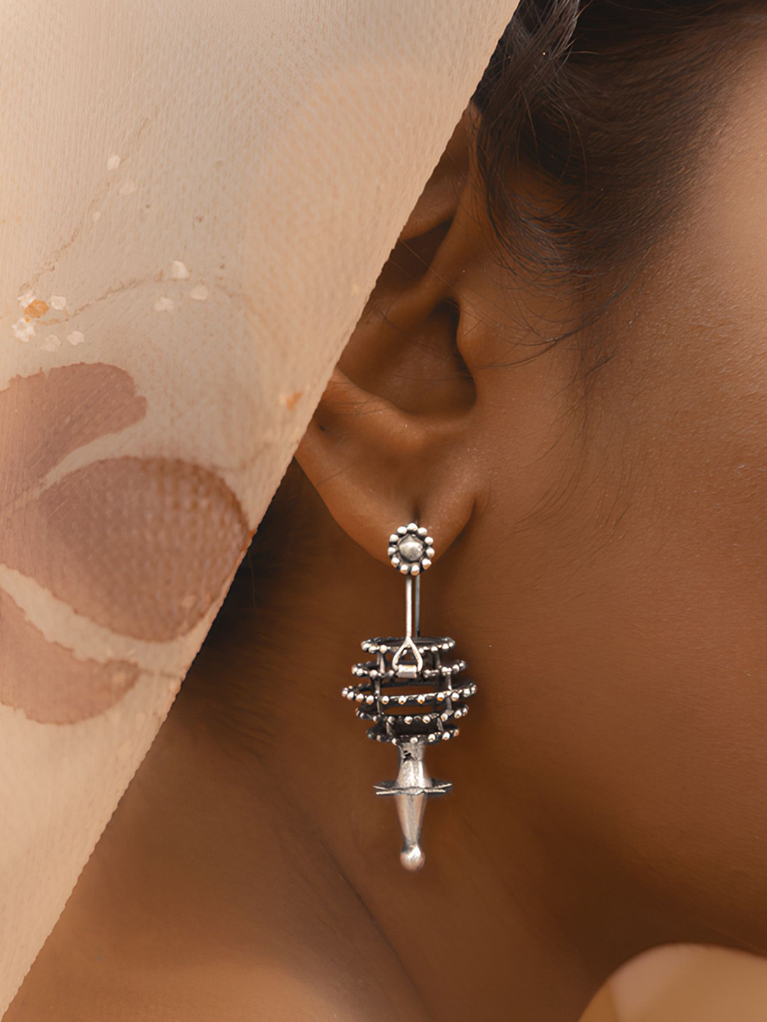 Dulcett Silver-Plated Spiked Shaped Boho Drop Earrings