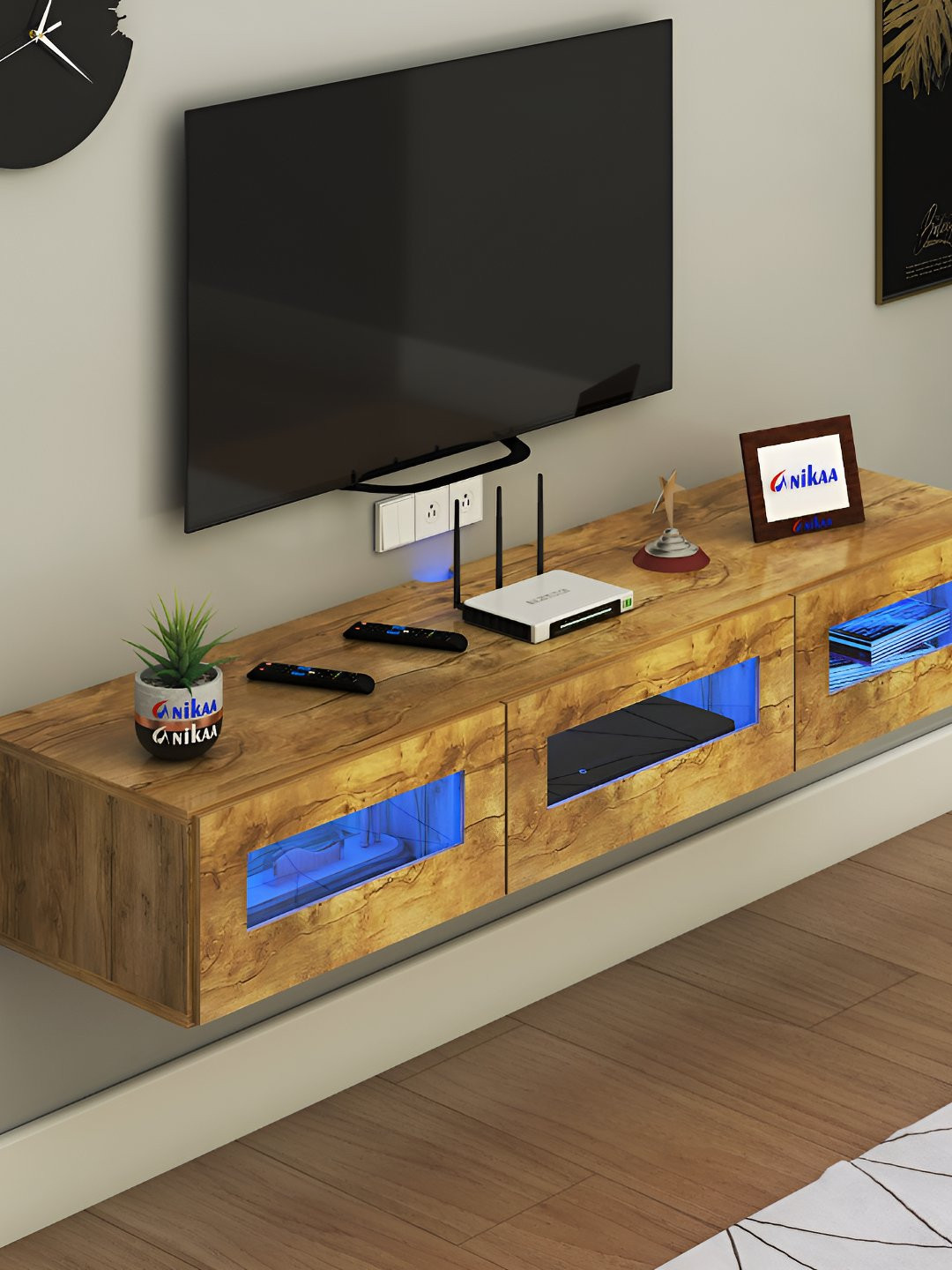 ANIKAA Rayza Yellow Wall Mount Modern TV Unit-1.57 m