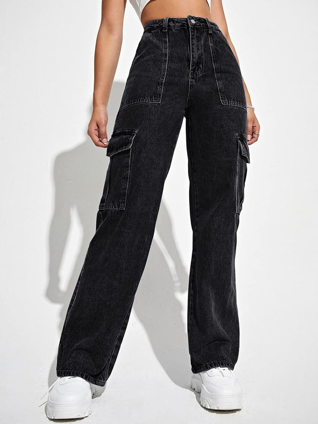 AKACY Women Jean Straight Fit Clean Look No Fade Cotton Jeans