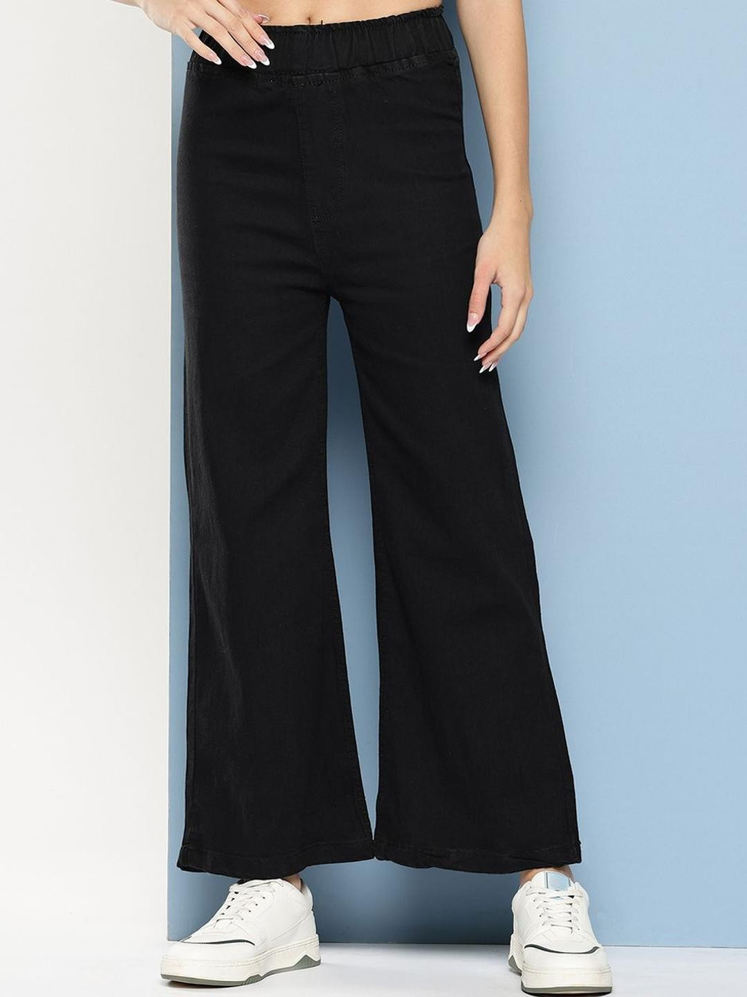 HERE&NOW Girls Comfort Flared Clean Look No Fade Stretchable Cotton Jeans