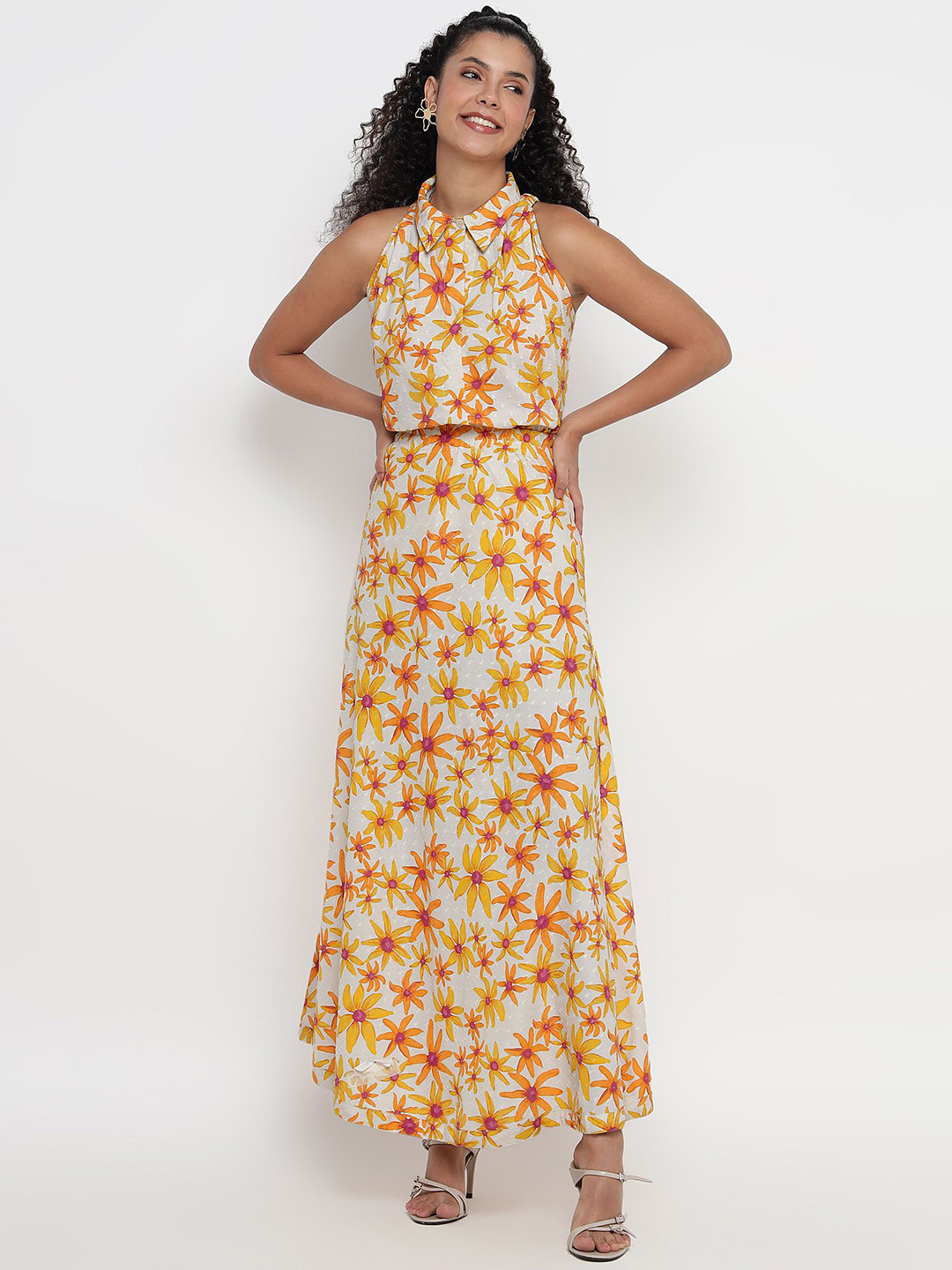 theulluu.com Printed Pure Cotton Top & Skirt Co-Ord Set