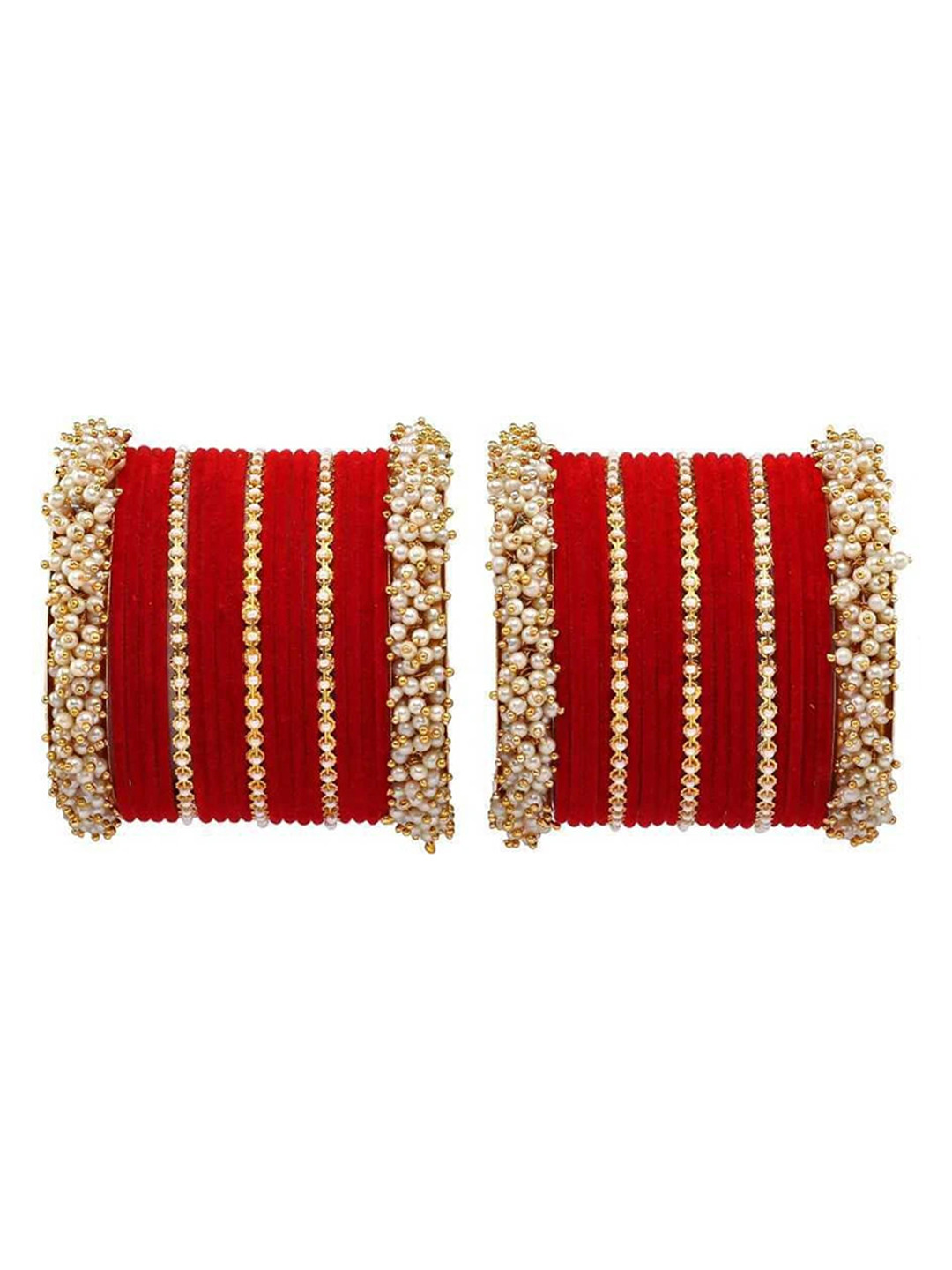 JSRS CREATIONS Set Of 42 Gold-Plated Pearls-Studded Bangles