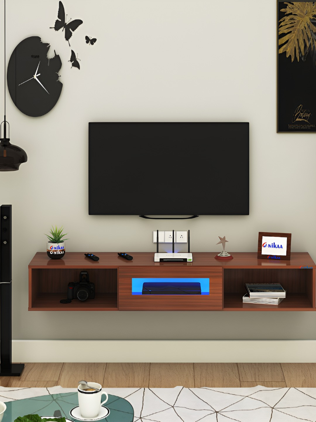 ANIKAA Novus Brown Wall Mount Modern TV Unit-1.57 m