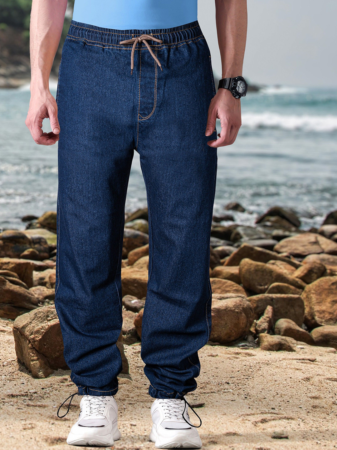 RIG BONE Men Comfort Jogger Clean Look No Fade Stretchable Cotton Jeans