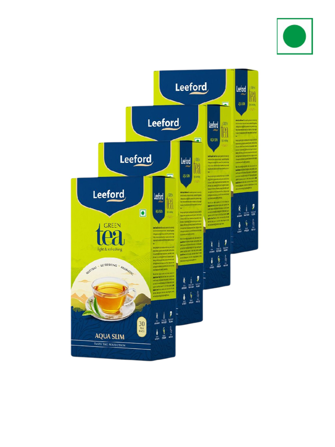 Leeford Pack of 4 Aqua Slim Hibiscus Green Tea for Weight Management - 30 Teabags