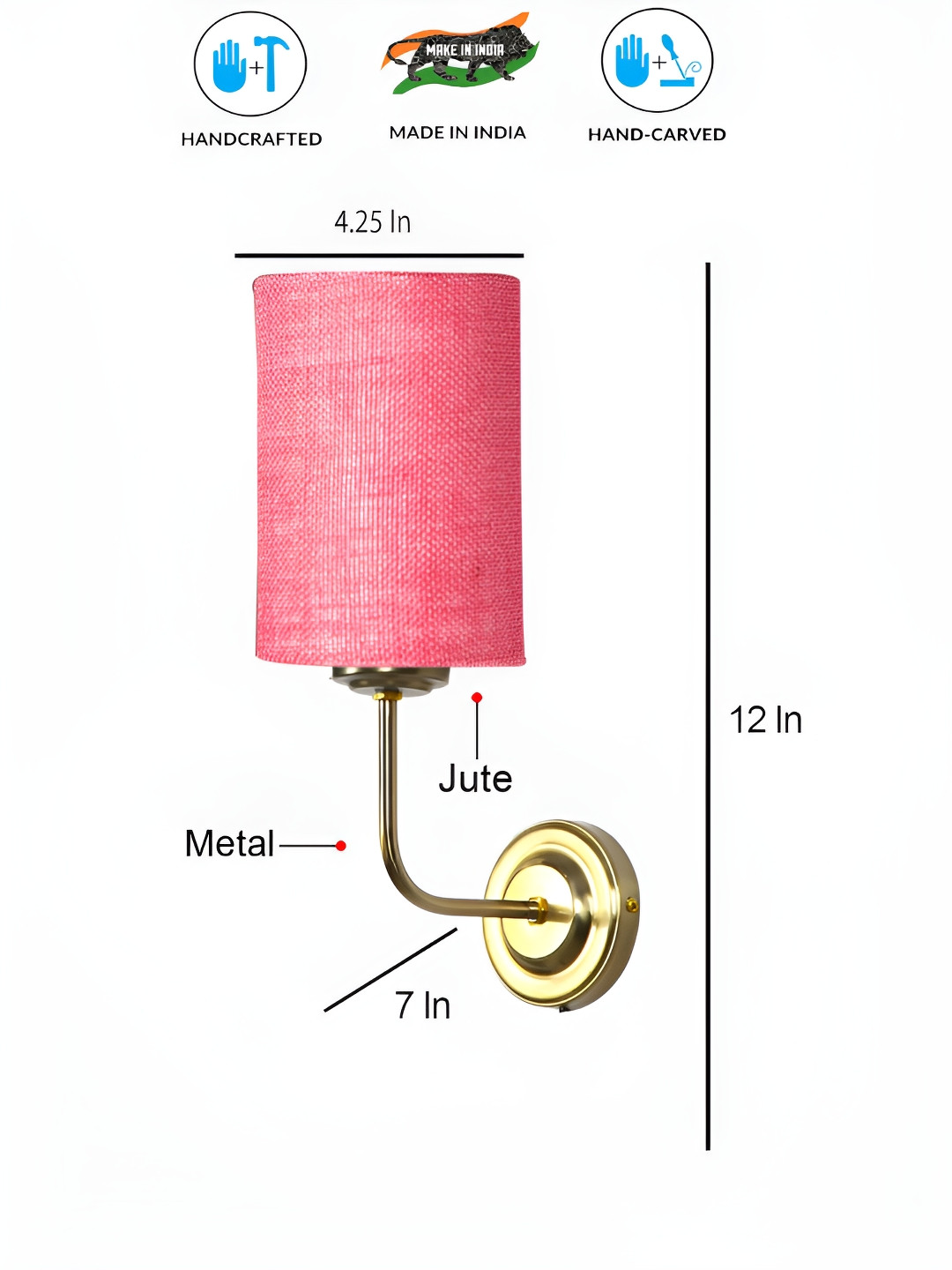 Devansh Pink Cylinder Shaped Wall Lamp