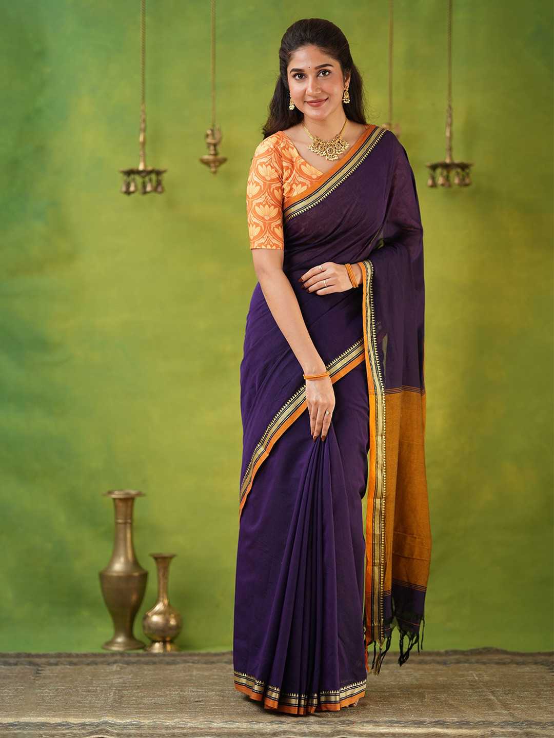 RAAG VARNAM Violet Narayanpet Mercerized Cotton Saree