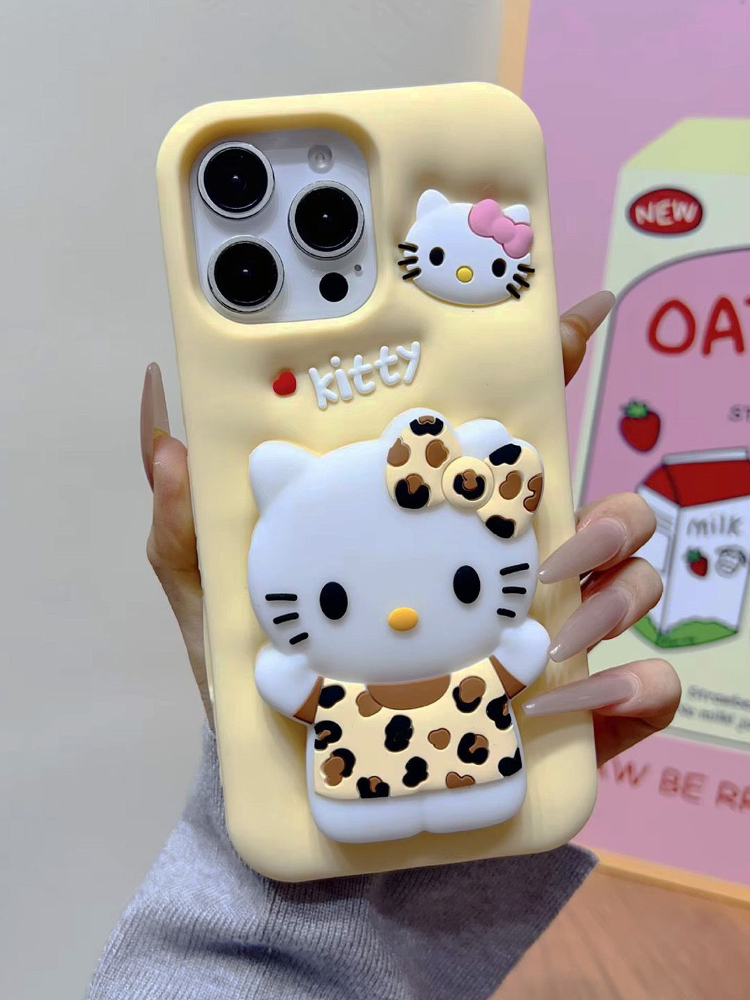 TREEMODA Hello Kitty Design iPhone 13 Pro Back Case with Silicone Pop-Up