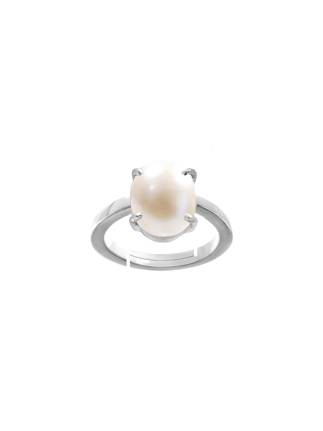 Barmunda gems Men Cream Pearls & Silver-Plated Finger Ring