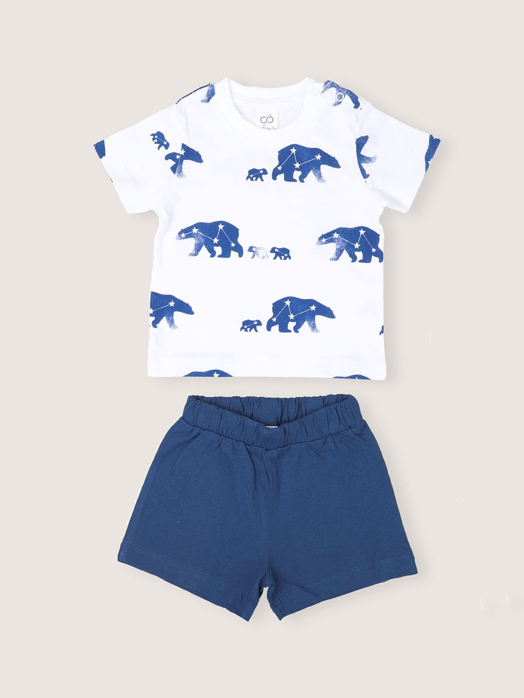 Baby Co Organics Boys Printed Round Neck Pure Cotton T-Shirt & Shorts