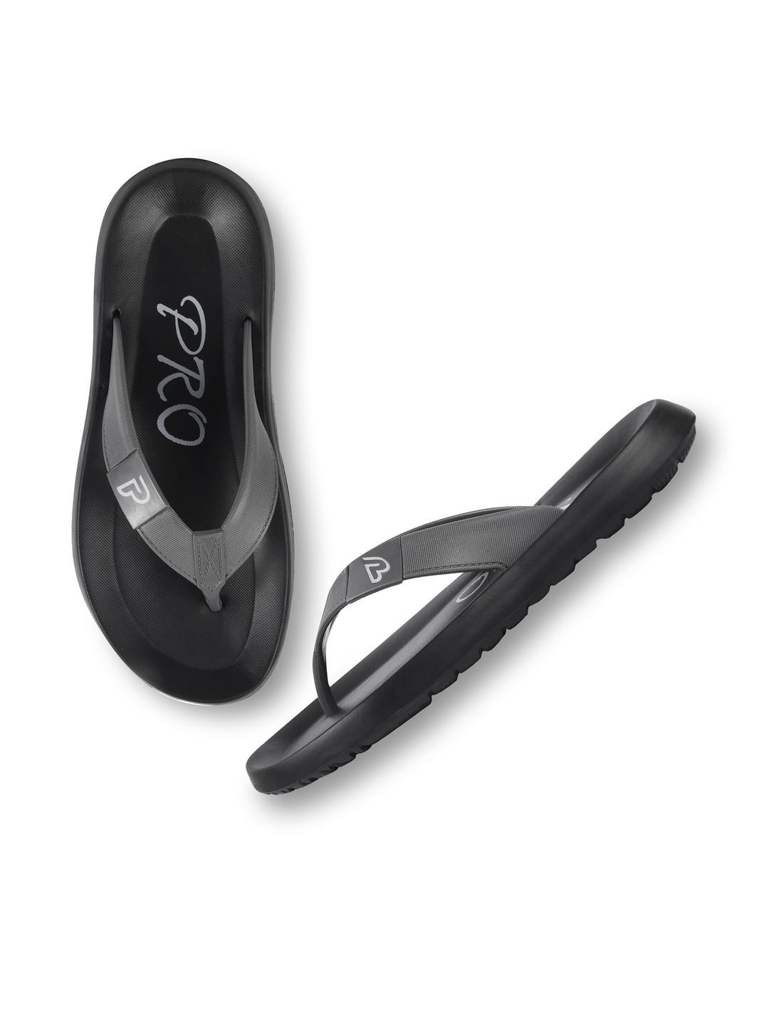 PROFOAM Men Black & Grey Textured Footbed Thong Flip-Flops