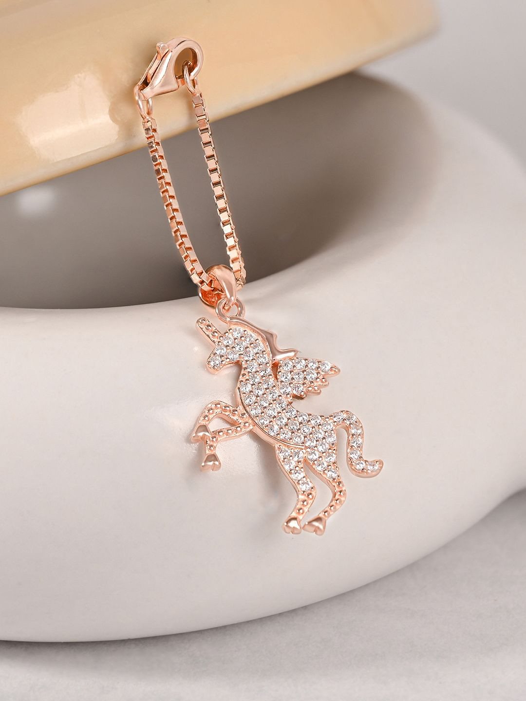 TOUCH925 925 Pure Silver Cubic Zirconia-Studded Magical Unicorn Watch Charms