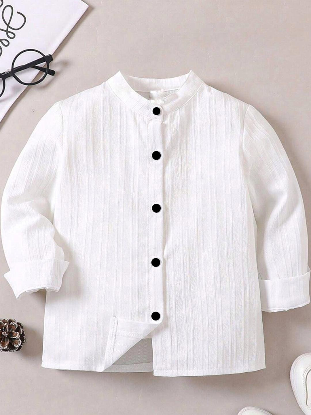 zarila White Polycotton Mandarin Collar Solid Shirts