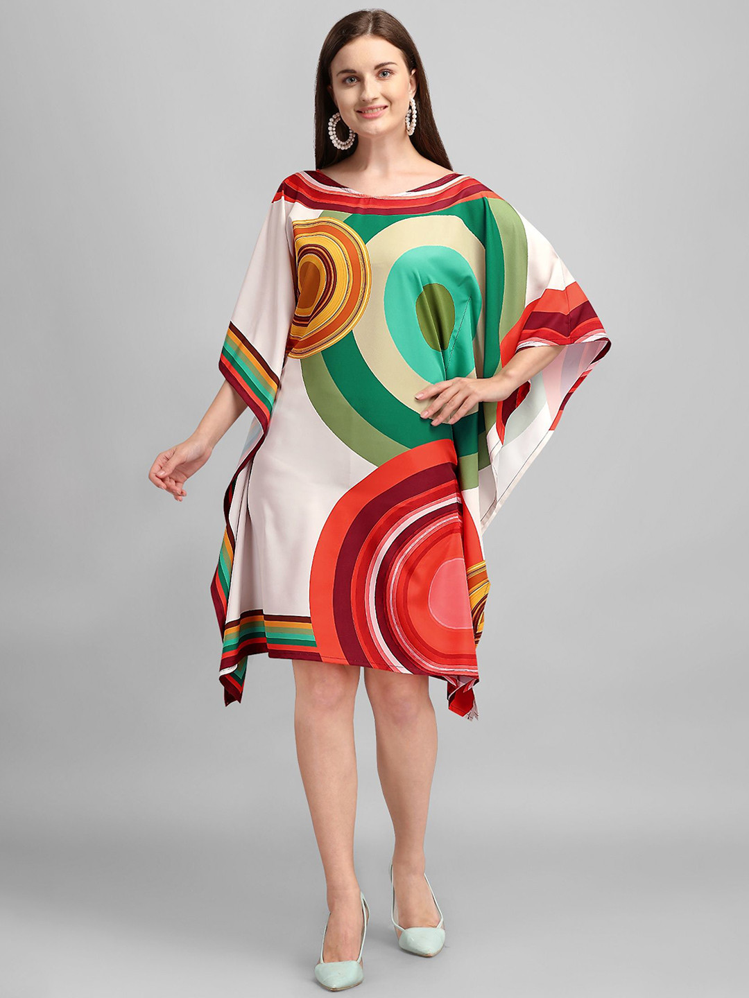 VEGAL Women Geometric Digital Printed Knee Length Kaftan Dress