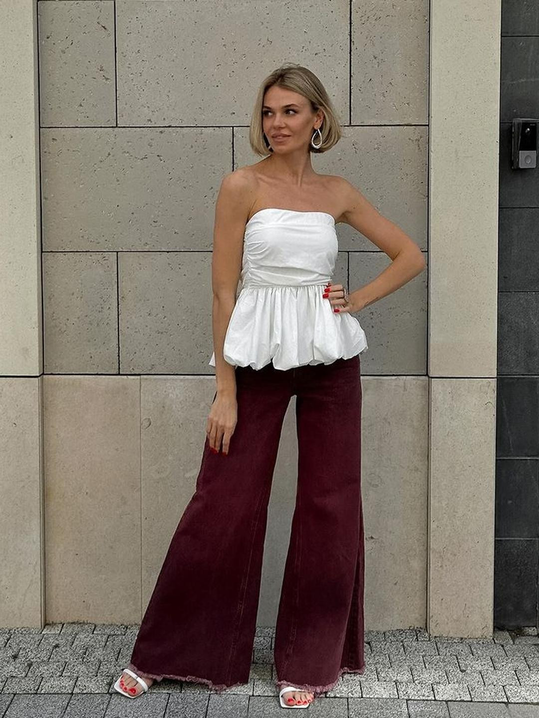 MIAKEE Effron  Women Strapless Peplum Top