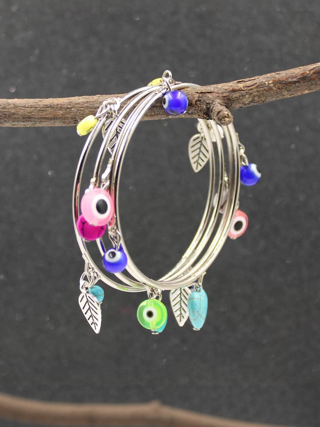 gurjari jewellers sliver plated evil eye Charm Bangles