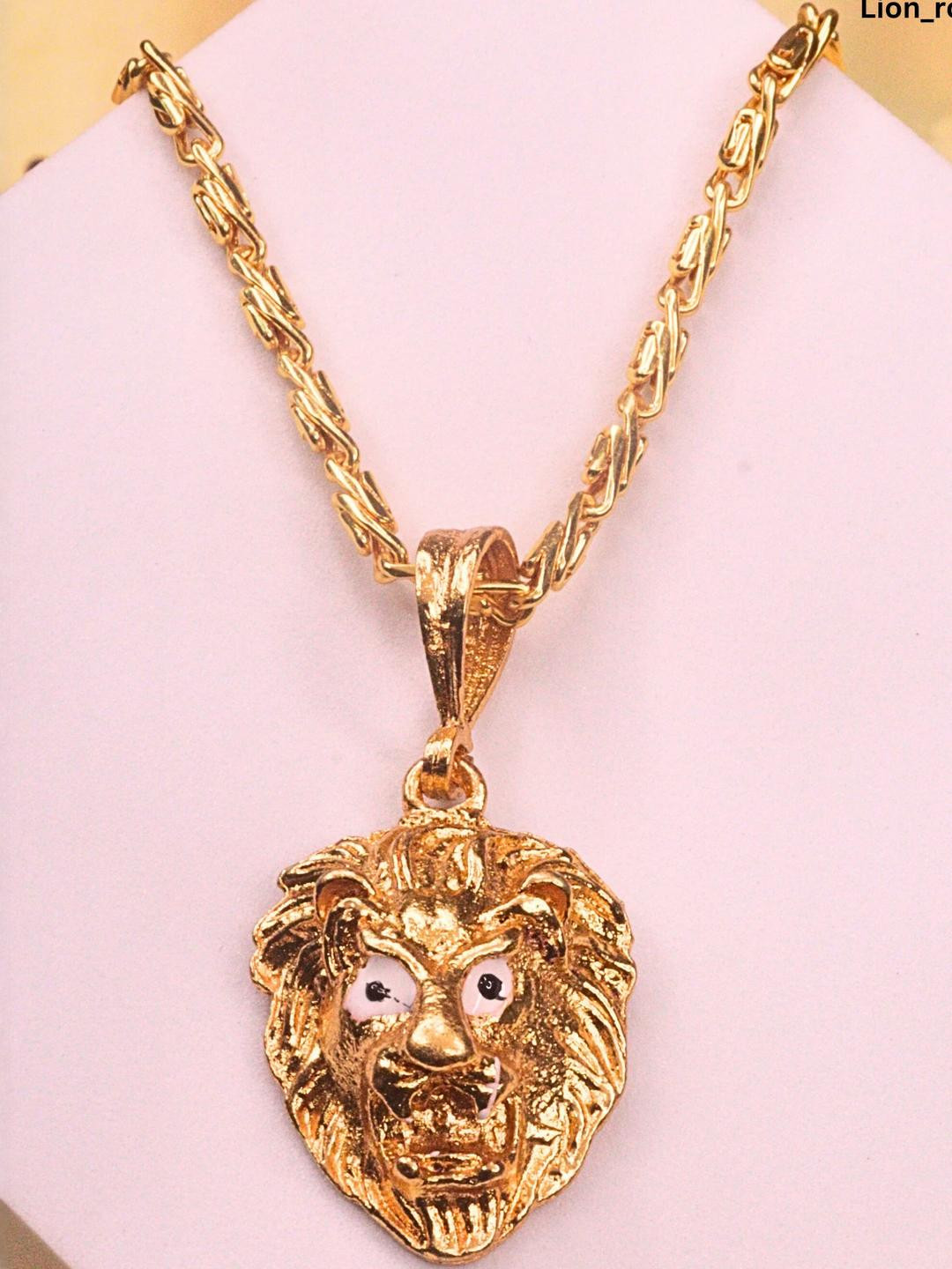 Jewelry Miguel Gold-Plated Lion face Pendants with Chains