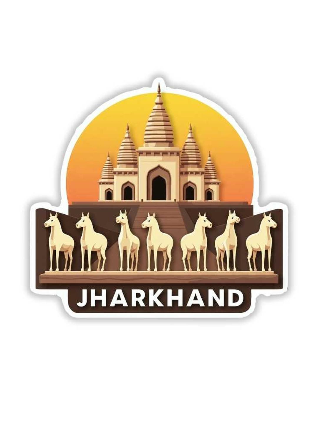 GIFTSHALA Jharkhand State Theme Souvenir Wooden Refrigerator Stylish Fridge Magnet