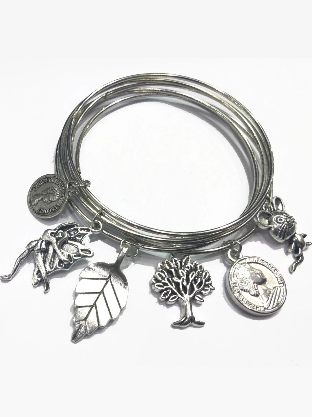 Gurjari Jewellers Pack of 6 Women Silver Bangle with Hangings