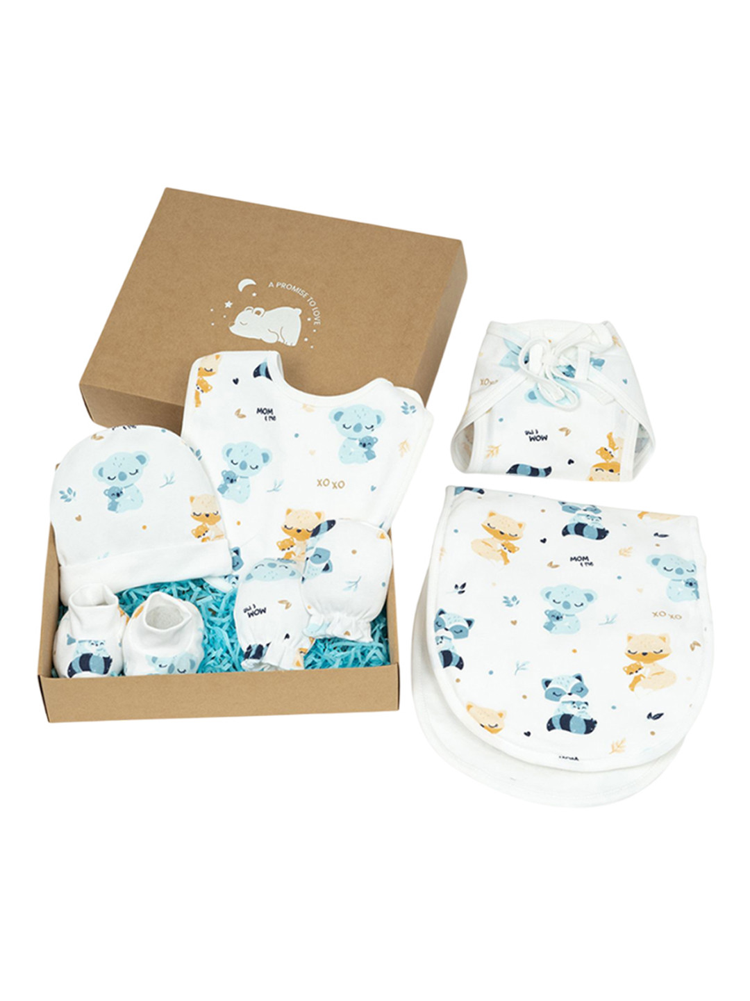 TIDY SLEEP Infants  Infants 6-Pcs Printed Pure Cotton Baby Apparel Gift Set