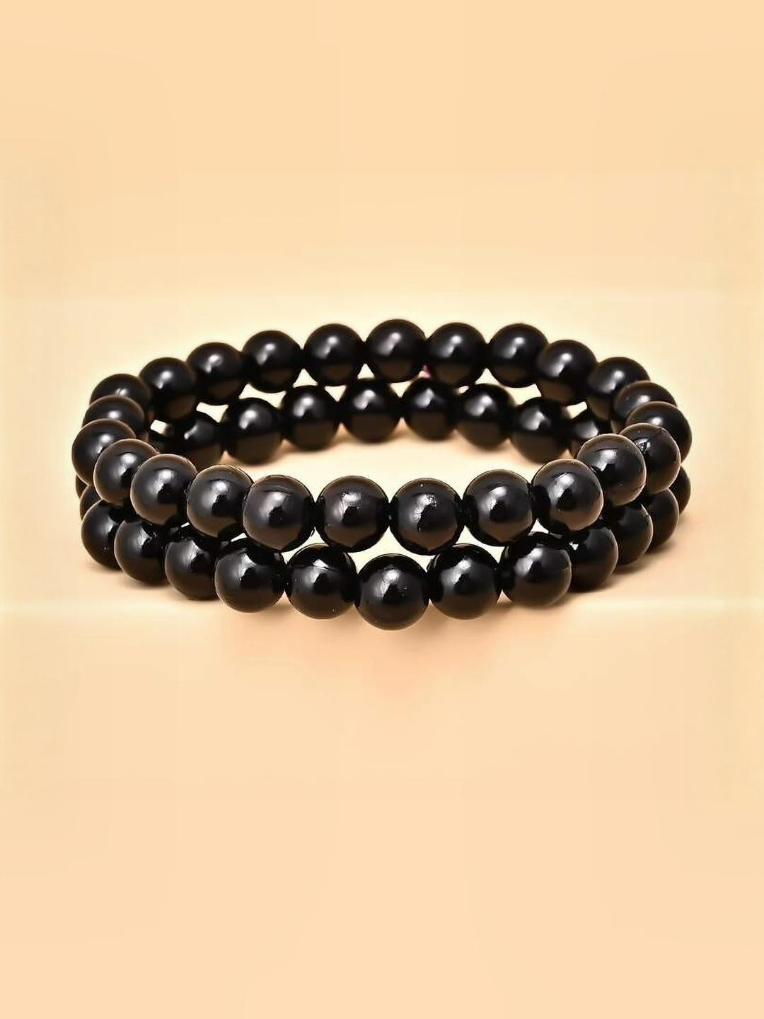 Rodya 2 Piece Black Artificial Bead Bracelet