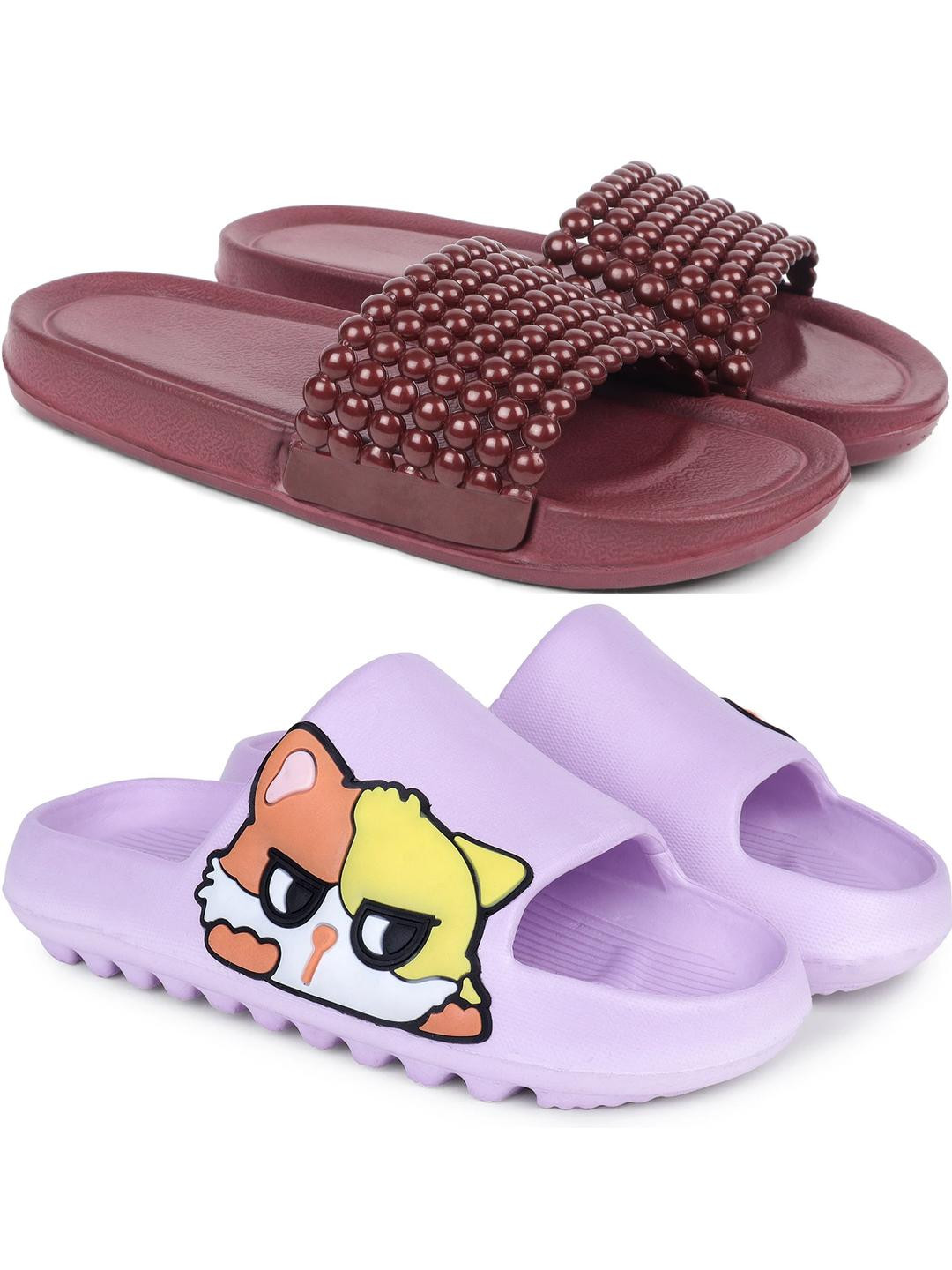 Pampy Angel Pair of 2 Moti-Mar Pika-Pink Rubber Flip Flops