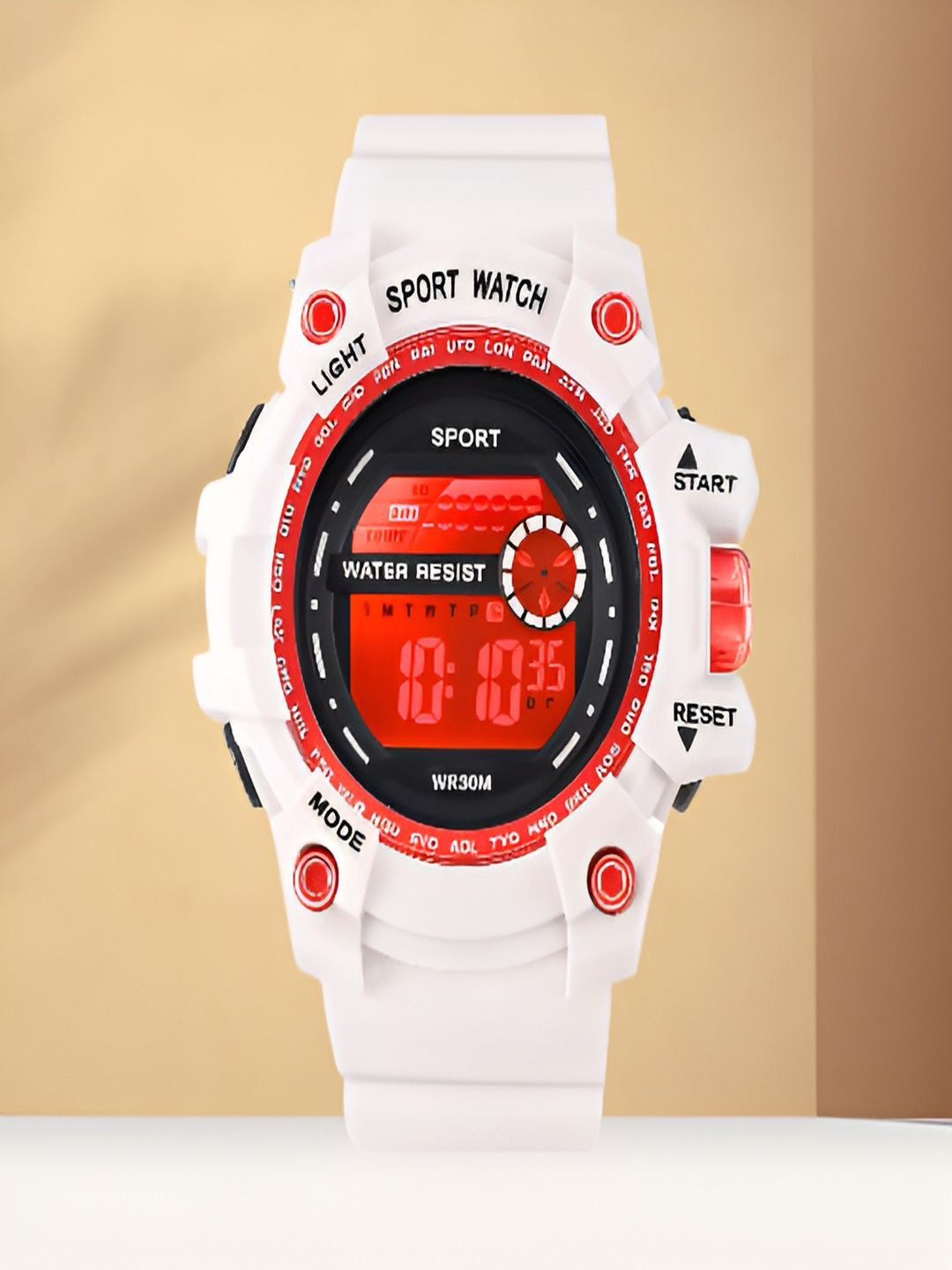 Hala Men Dial & Straps Digital Watch G80-Red-Ring-White-Band