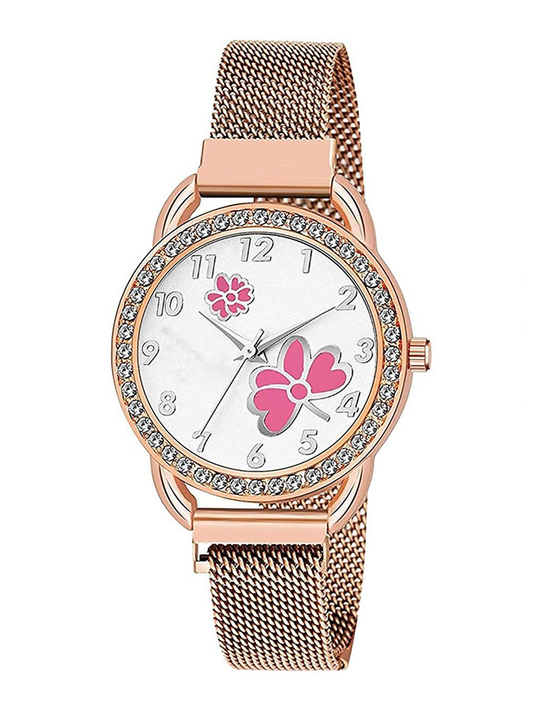 Gopal Shopcart Unisex Embellished Dial Analogue Watch C_23 RG 315 Pink dial