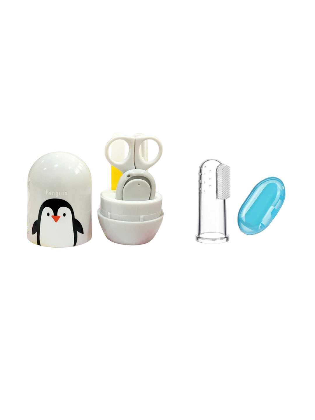 Joy Buzz Set Of 2 Baby 4 In 1 Nail Kit With Finger Brush - Grey