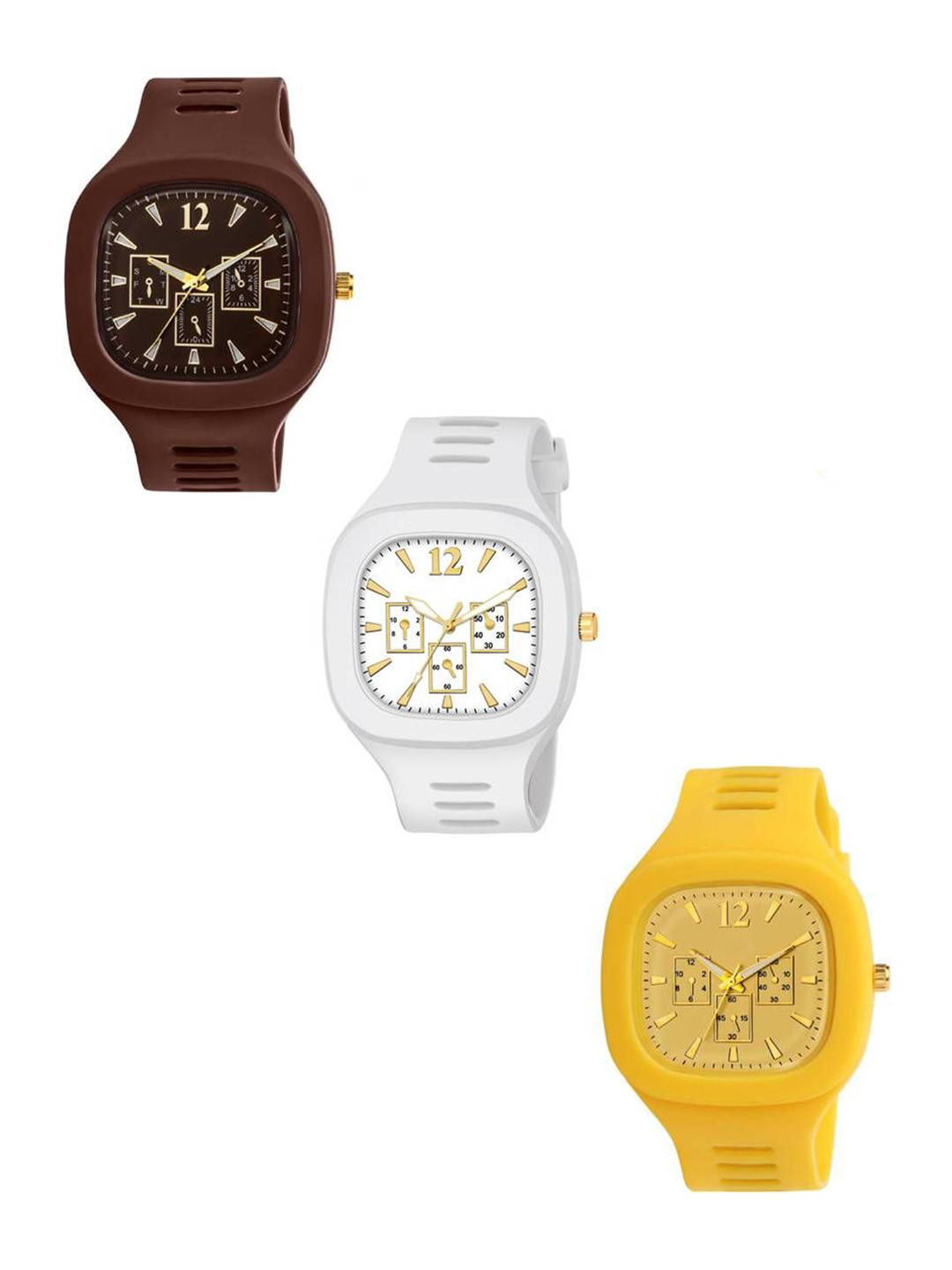 Hala Men Pack of 3 Solid Square Tang Regular Analogue Watches