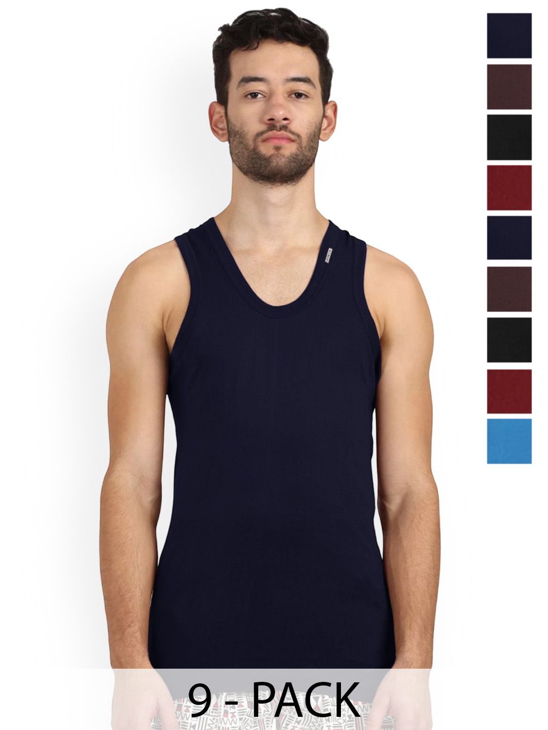 Rupa Frontline Pack Of 10 Assorted Pure Cotton Basic Vests Frontline--Color-Asst-RN-10