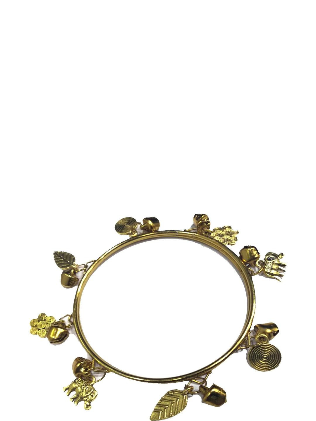 Oxidized Gold Bangles set of 2 with charms and Ghungroo
