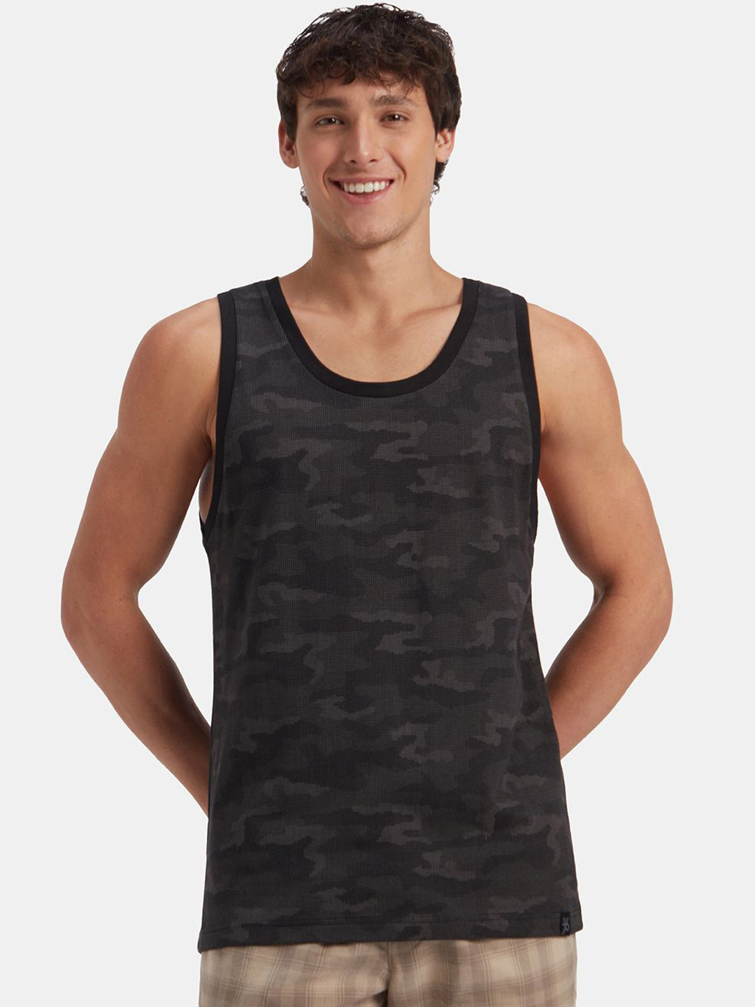 Jockey Super Combed Cotton Blend Sleeveless Printed Low Neck Styling Tank Top - AM67