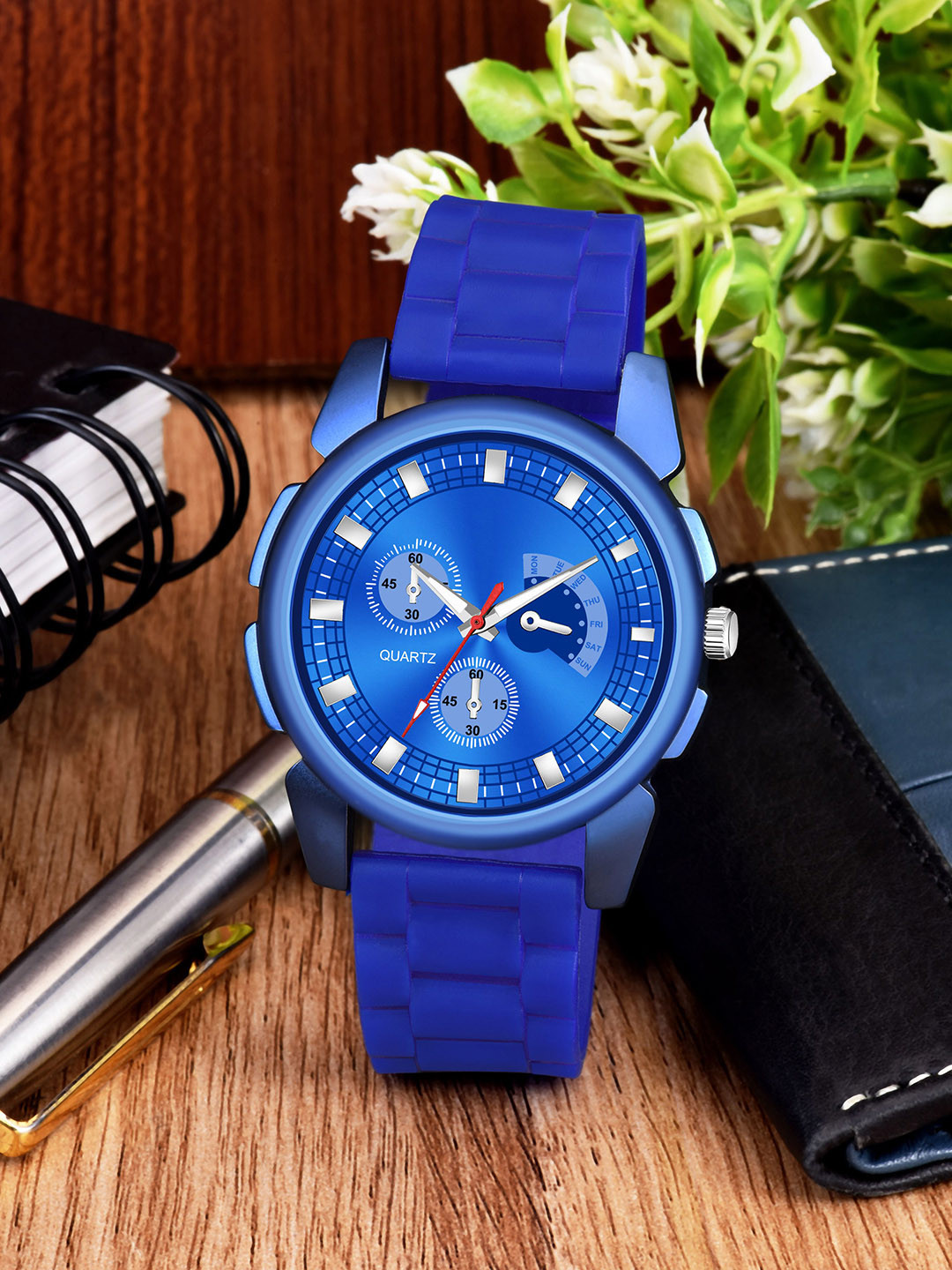 CSAMON Men Round Dial & Bracelet Style Straps Analogue Watch J16 BLU Aeviyo D NEW PU