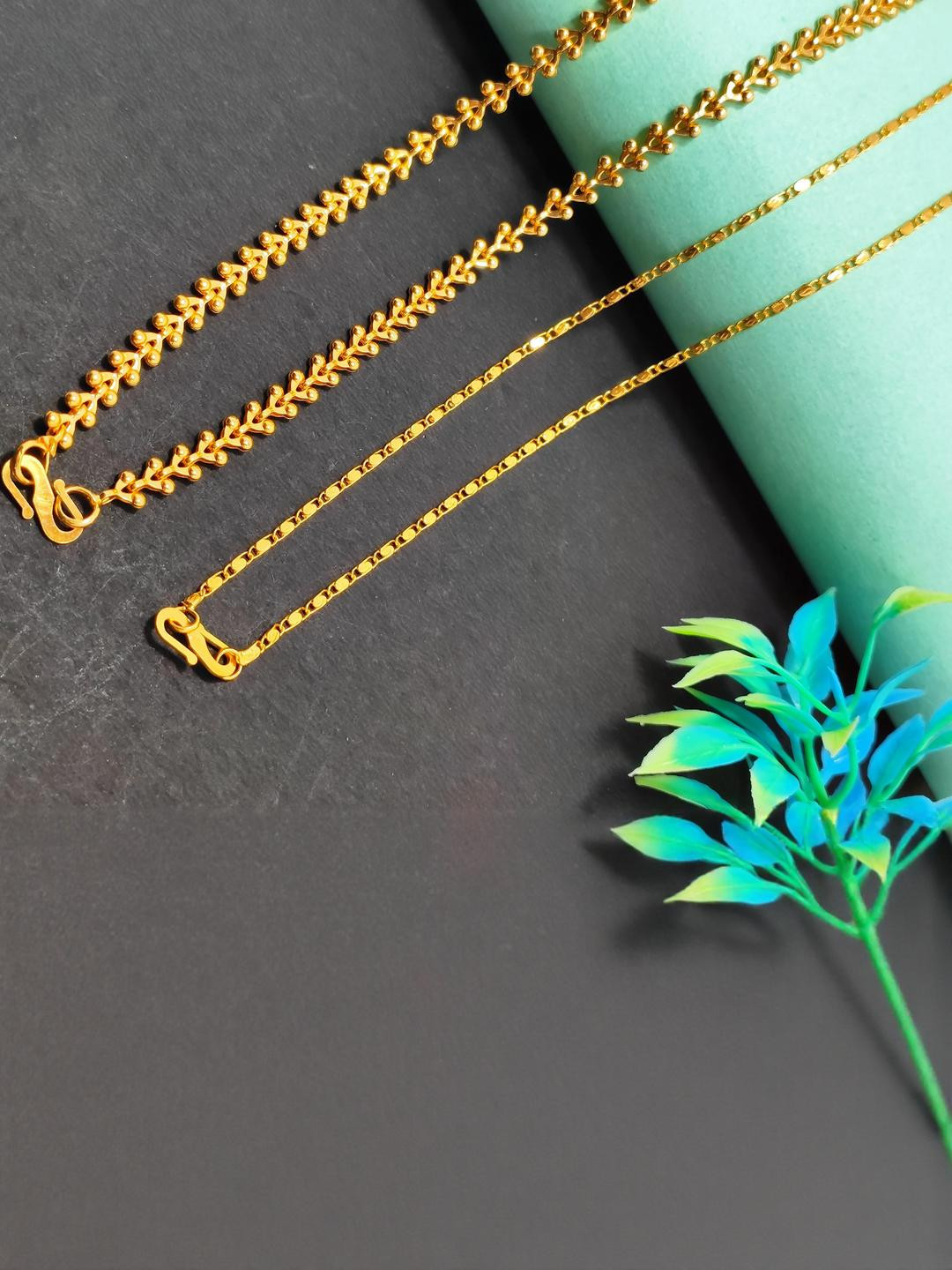 DIVYANSHI COLLECTION Combo Of 2 One Gram Gold Plated Chain Gold-plated Plated Brass Chain