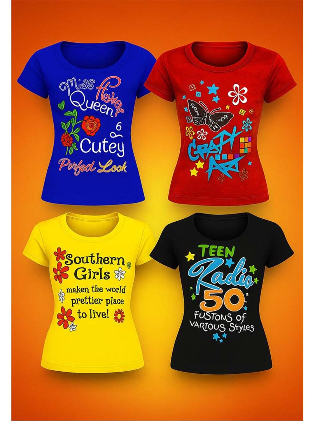 CUTE TREND Girls Typography 4 Printed T-shirt