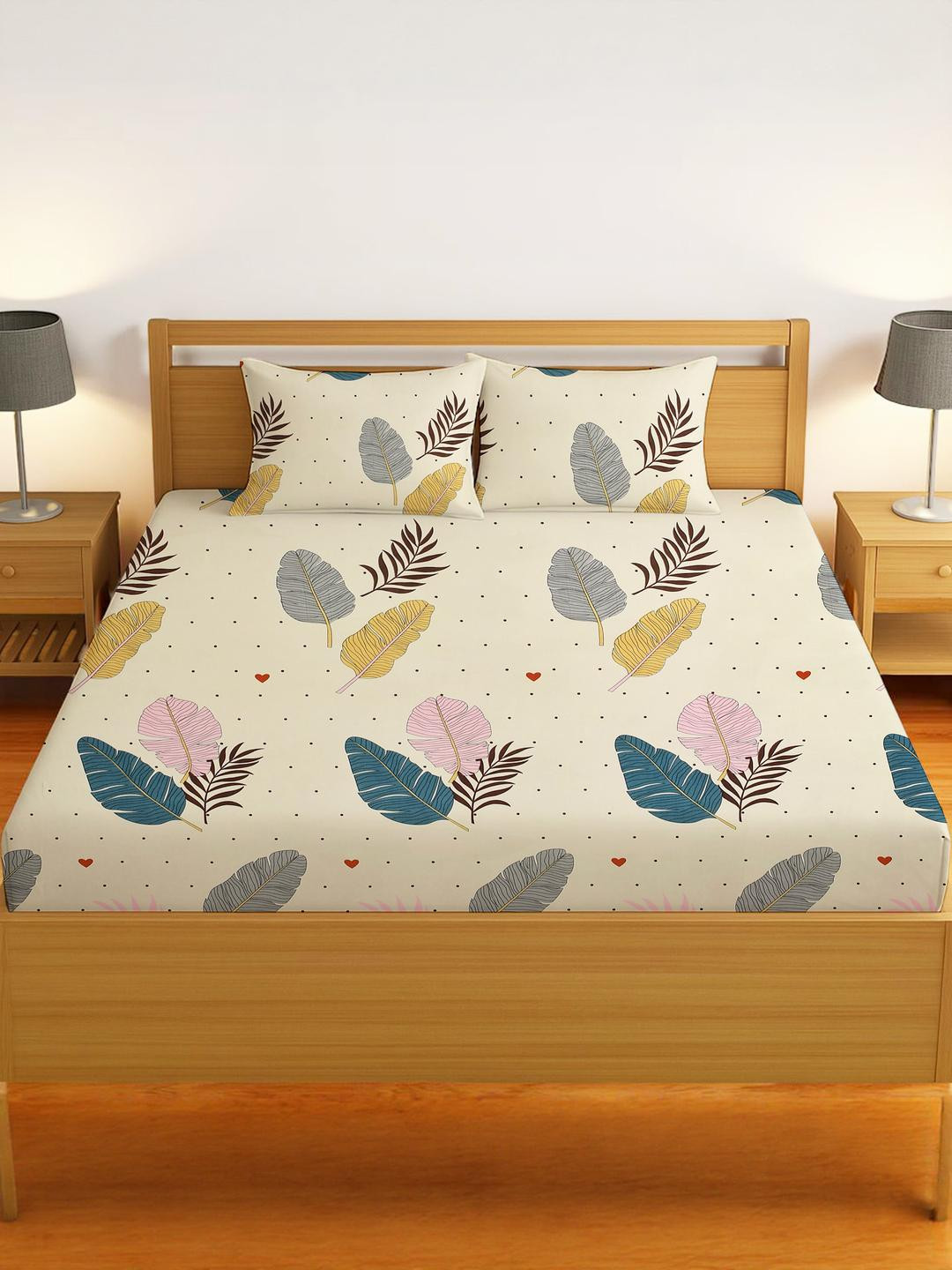 IVAZA 300 TC Queen Bedsheet with 2 Pillow Covers