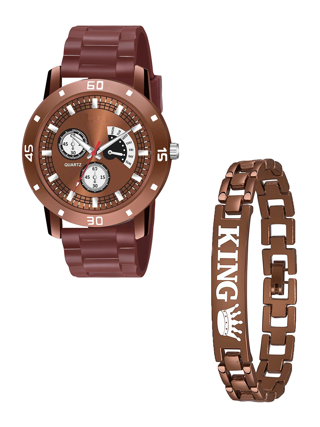 Gopal Shopcart Unisex Analogue Watch with King Print Bracelet Gift Set