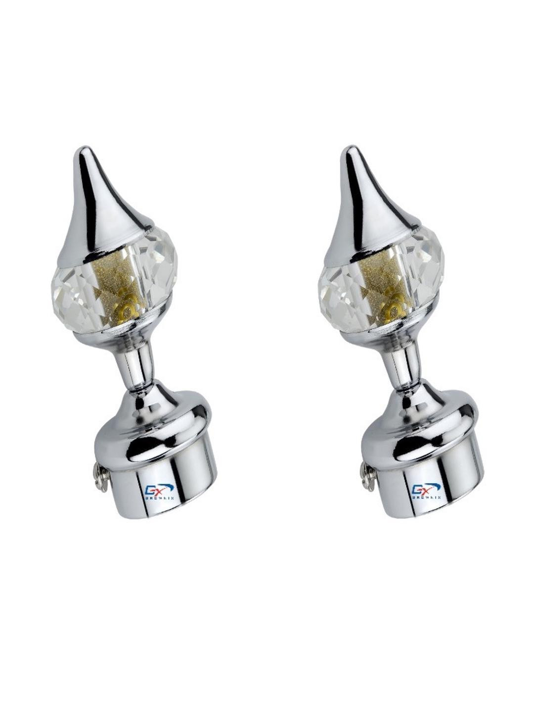 GROWNIX Pair of 1 White Crystal Curtain Brackets
