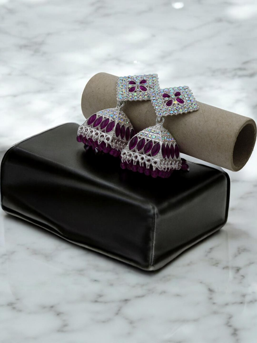 De-Ultimate Magenta Color Jhumka Earrings